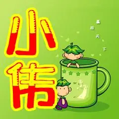 qq头像,最好加点背景,背景要卡通图片,图片里有小伟2个字的