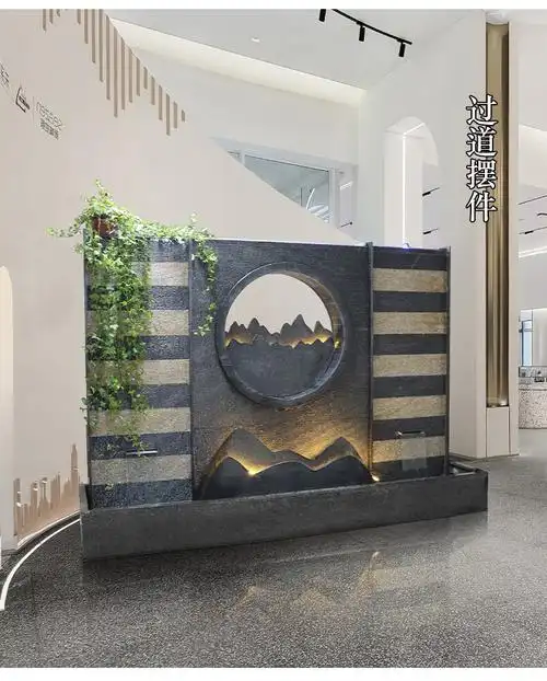 可狄 流水影壁墙室外 流水石水幕墙水景喷泉鱼池背景墙定制石材屏风