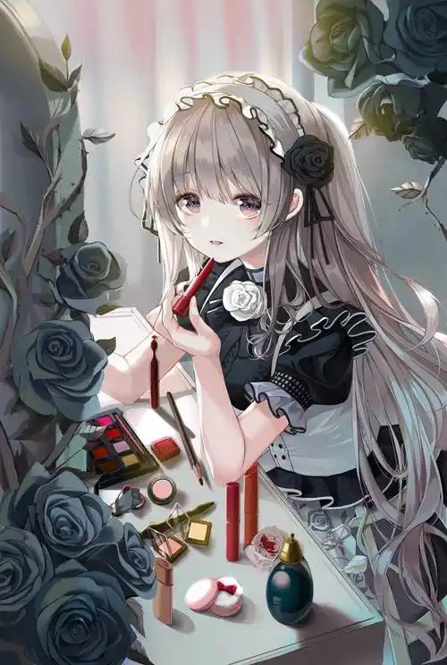 涂口红的美少女pixiv插画图片,变美的首选就是它