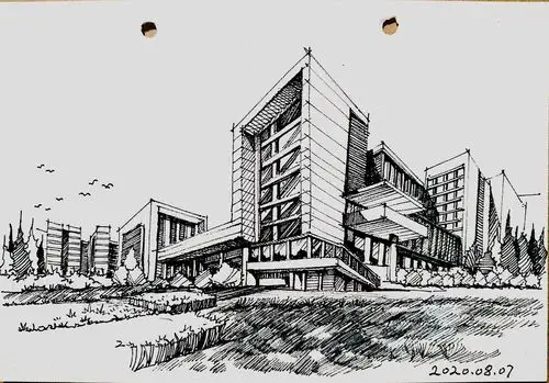 手绘现代建筑|纯艺术|绘画|xianzhixuanjue - 临摹作品 - 站酷 (zcool