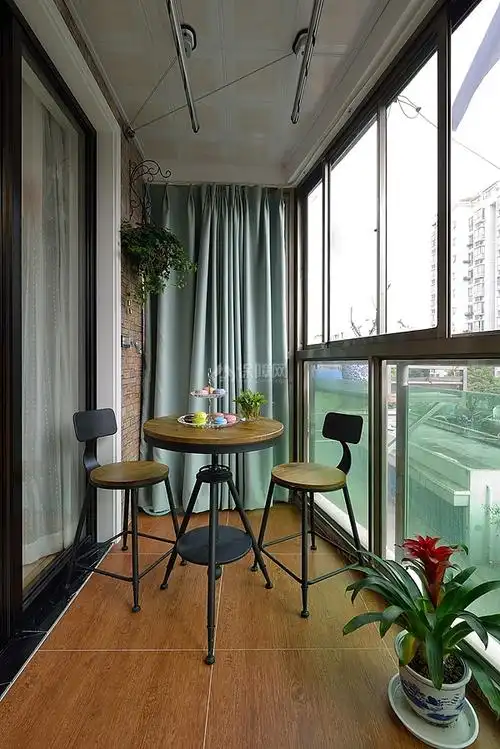 110平米混搭婚房半开放式阳台设计