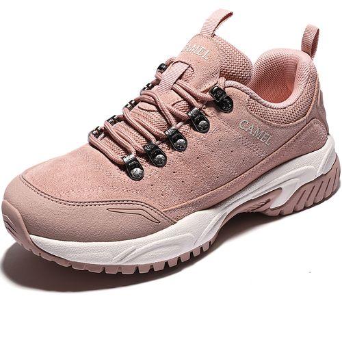 户外骆驼女鞋跑步秋冬新款反绒皮鞋鞋面休闲单鞋