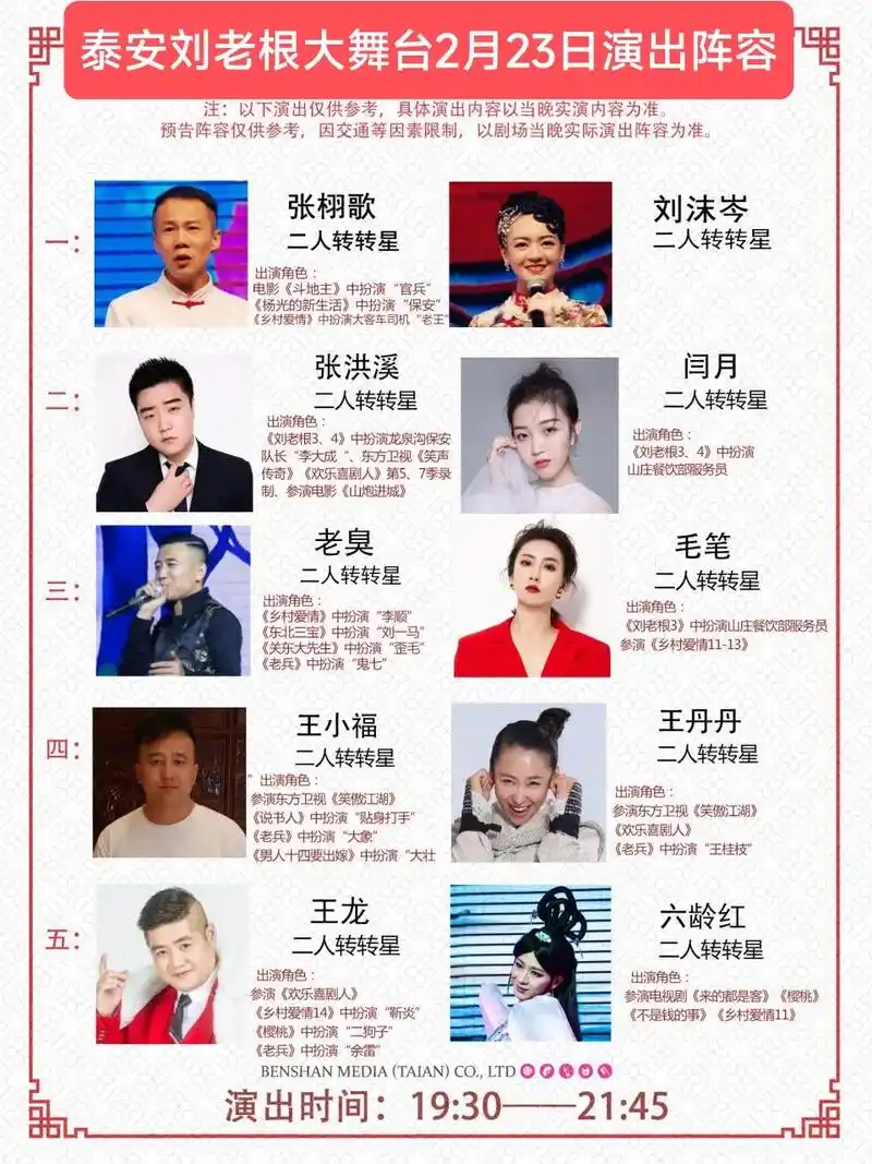 2023年2月23日泰安刘老根最新演员.大舞台今日演员已更新 - 抖音