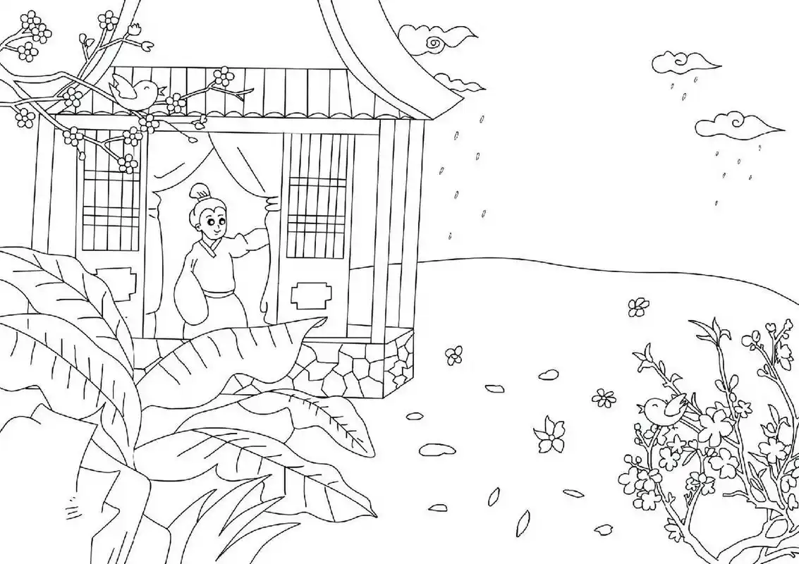 一年级古诗词诗配画《春晓》