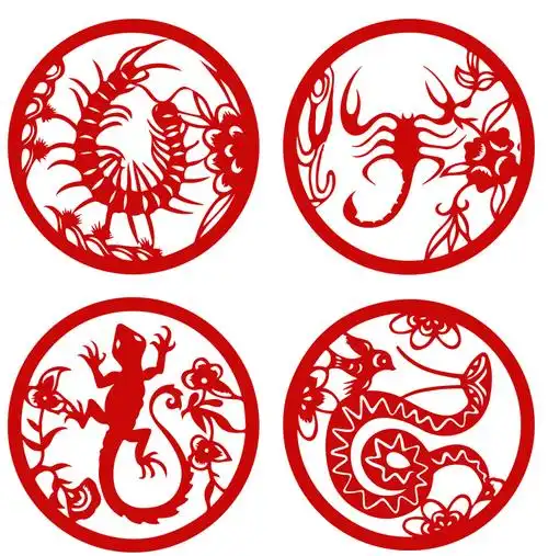 材料包 剪纸图案底稿传统五毒葫芦 五毒节剪纸 diy制作 端午剪纸材料