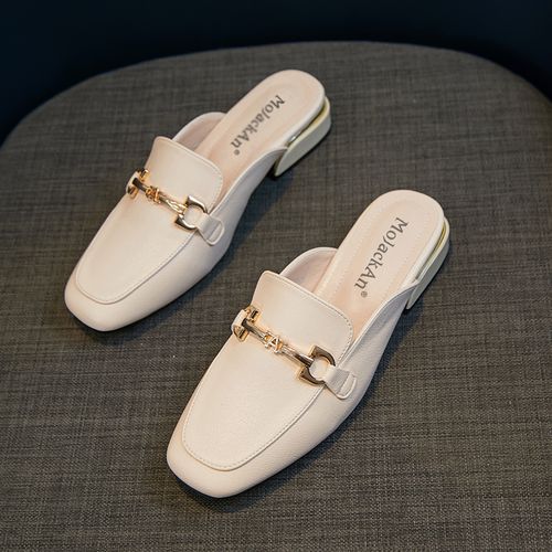 2021新款网红百搭半托单鞋女中跟透气包头半拖鞋女夏外穿时尚凉拖