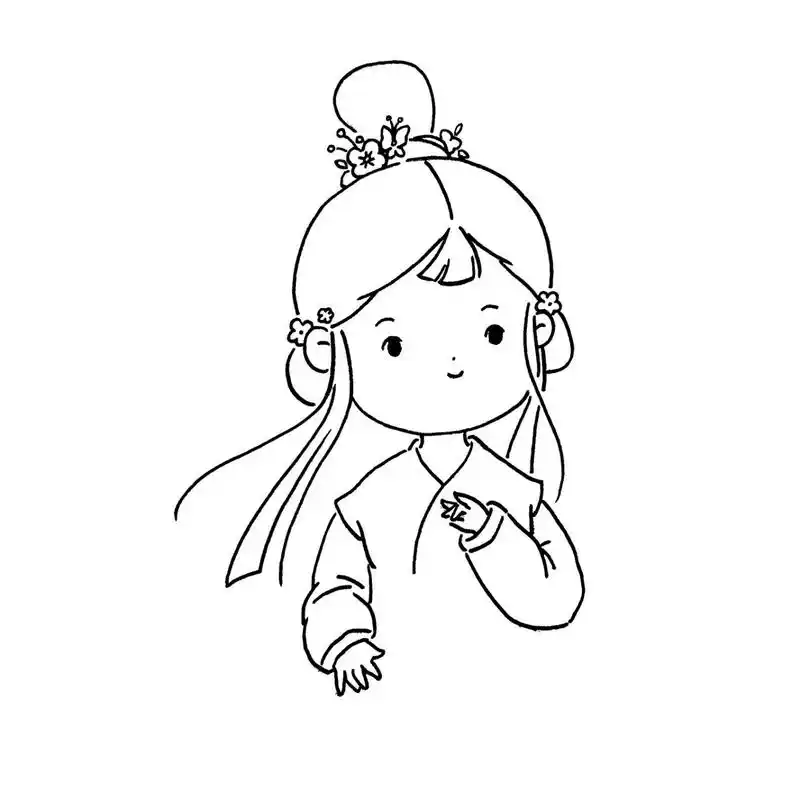 古风简笔画教程92|红衣少女 今日是个红衣少女 快来画一画吧