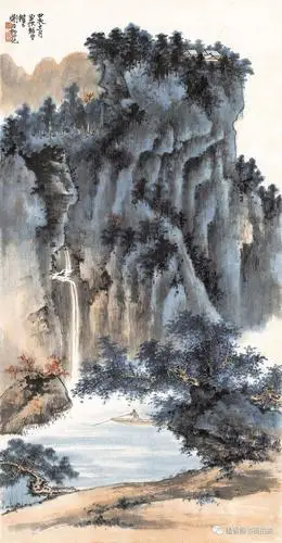 国画大师谢稚柳的青绿山水画作品赏析_书画