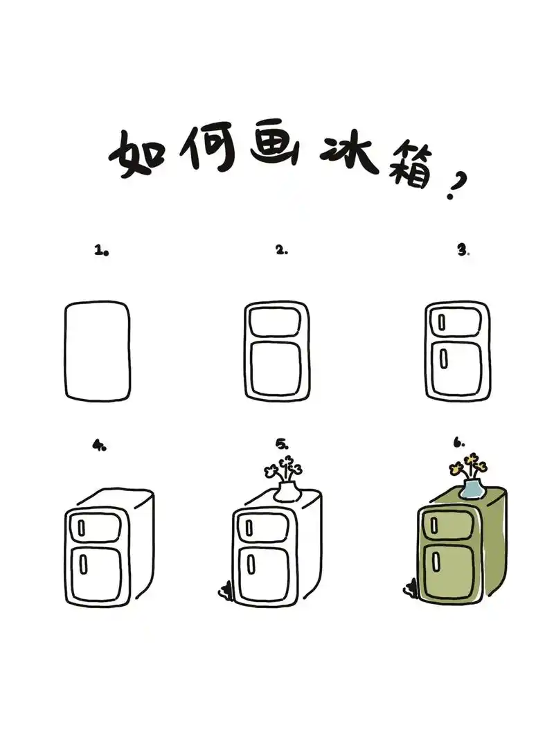 【简笔画】小冰箱教程 #简笔画 #画画 #手帐 #一起学画画 - 抖音