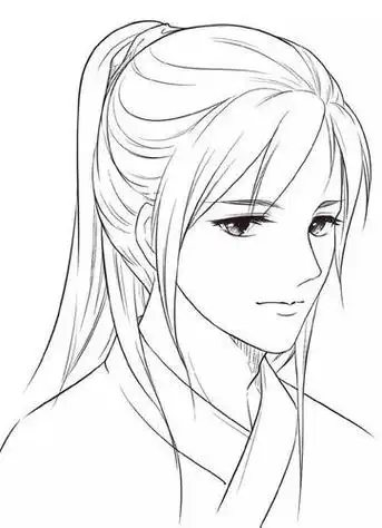 古风简笔画男头发