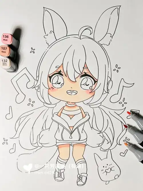 q版动漫/步骤分享/马克笔手绘/可爱动漫