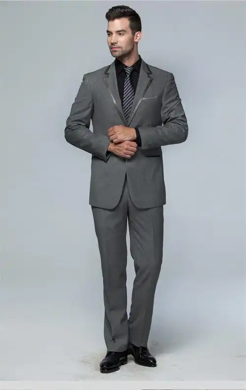 diffmade/蒂夫曼 高级量身定制深灰羊绒毛丝高支哔叽男士西装 ry-007