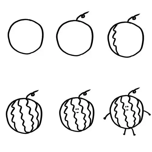 六步画出简笔画西瓜