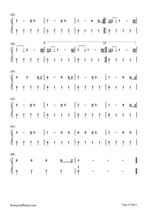 melancholy双手简谱预览2-钢琴谱文件(五线谱,双手简谱,数字谱,midi
