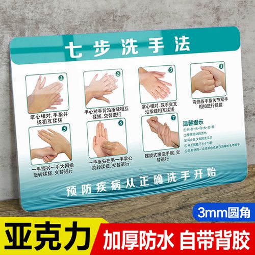 七步洗手法墙贴洗手步骤图幼儿园儿童卫生防疫标识牌7步洗手法提示牌