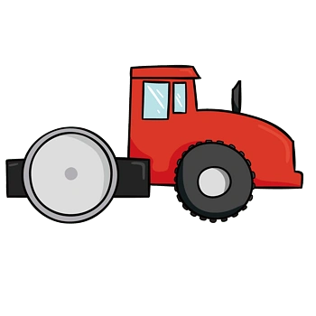 矢量红色卡通压路机扁平车