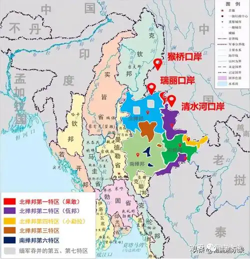 孟定清水河口岸的对面,是掸邦第一特区清水河口岸,与掸邦第二特区