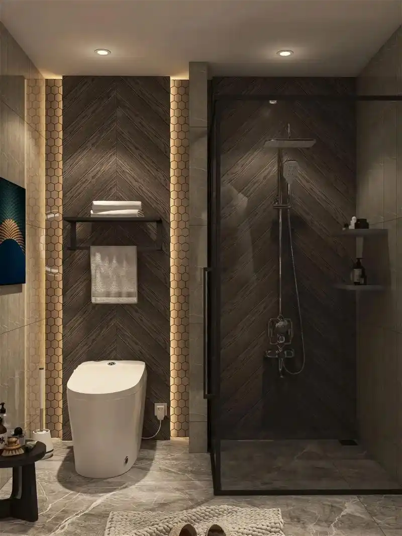 酒店轻奢卫生间设计,高级感十足.这间卫生间面积不大,还没有窗 - 抖音