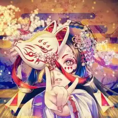 动漫人物头像古风女带狐狸面具 动漫头像图片大全 -【爱个性】