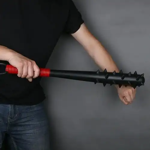 新品万圣节狼牙棒武器橡胶pu兵器斧头锤子黑色健身演出道具