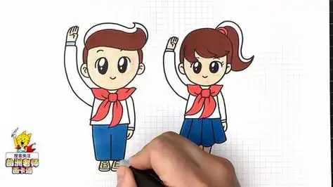 红领巾少先队员敬礼卡通形象png免抠元素简笔画图片-版权可纪念少先队