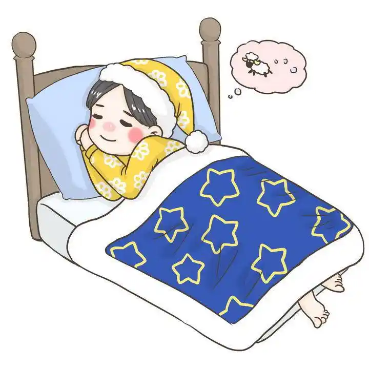 冬天晚上躲在被窝里睡觉的卡通小女孩免抠png图片素材