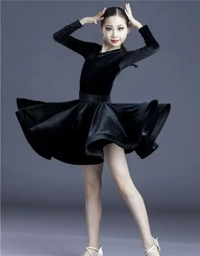 瑜伽舞蹈 拉丁舞服 灏鹿酷 拉丁舞裙练功服女生连衣裙儿童大摆表演