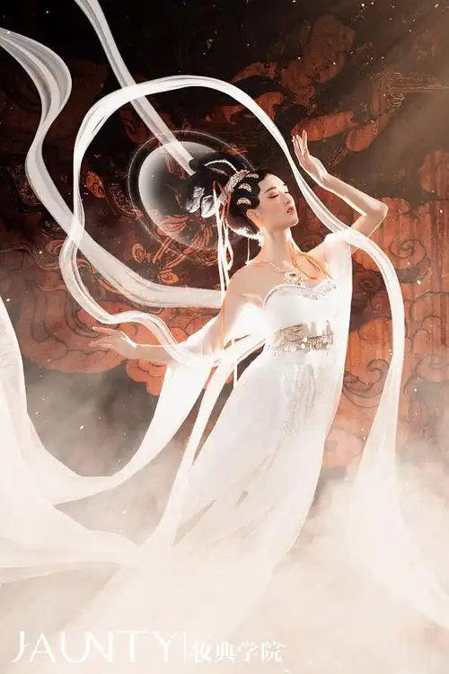 妆典学院9月教研作品「敦煌飞天」,从壁画走下来的仙女