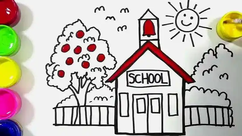 幼儿园学校门口简笔画