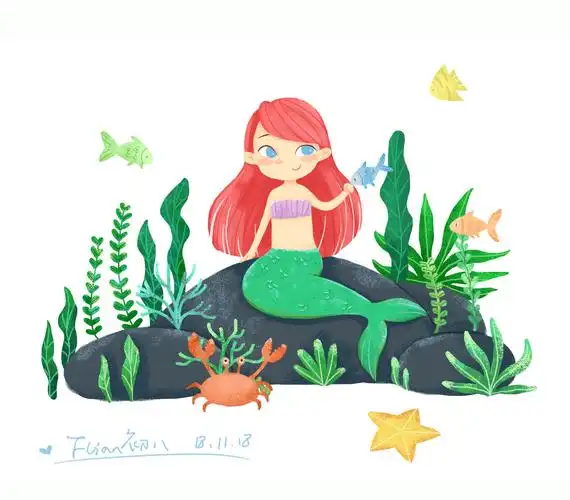 小美人鱼_拾初八__插画师作品_涂鸦王国gracg.com