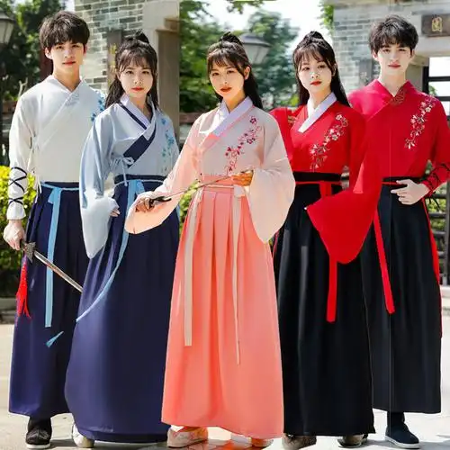 改良汉服女装情侣装交领襦裙传统古装唐装古风侠客书生学生演出服