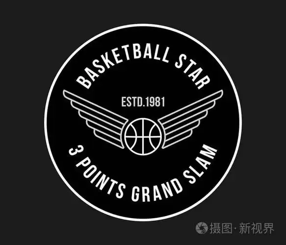 在黑色的篮球徽章白色是一个关于运动的向量例证