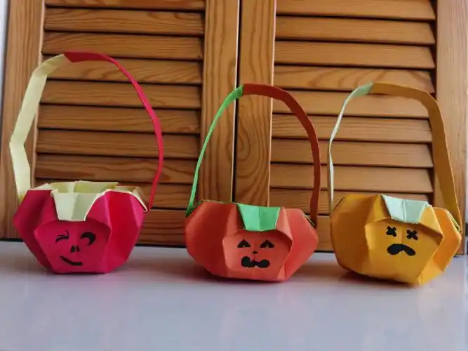 折纸手工万圣节糖果篮子