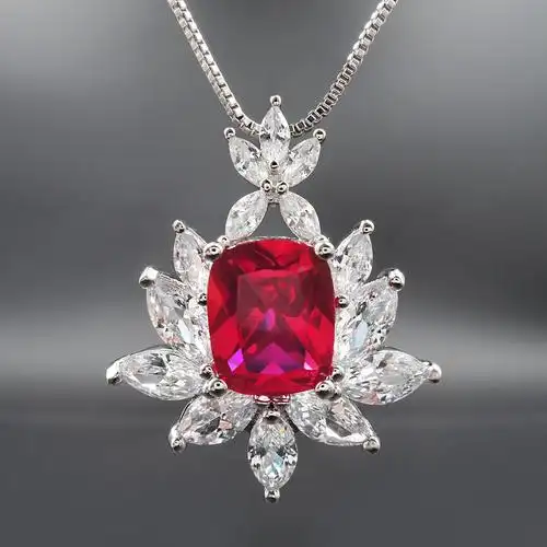 锁骨链女鸽子血红红宝石项链红刚刚玉吊坠蓝宝石项链