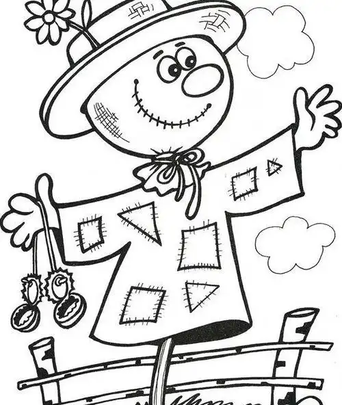 少儿卡通人物简笔画稻草人,好可爱哦!【稻草人卡通图片】