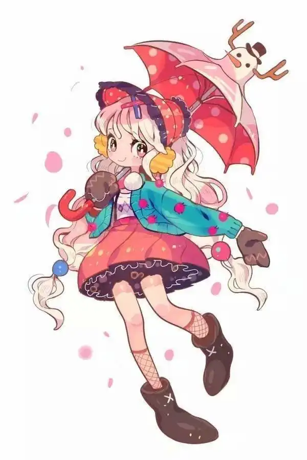 q萌的小女孩动漫人物插画,粉嫩主题!