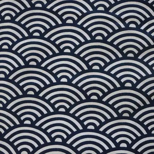 棉麻日本和风波浪纹印花布料厂家直销仿活性印染工艺品用布