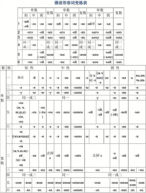 俄语各种变格