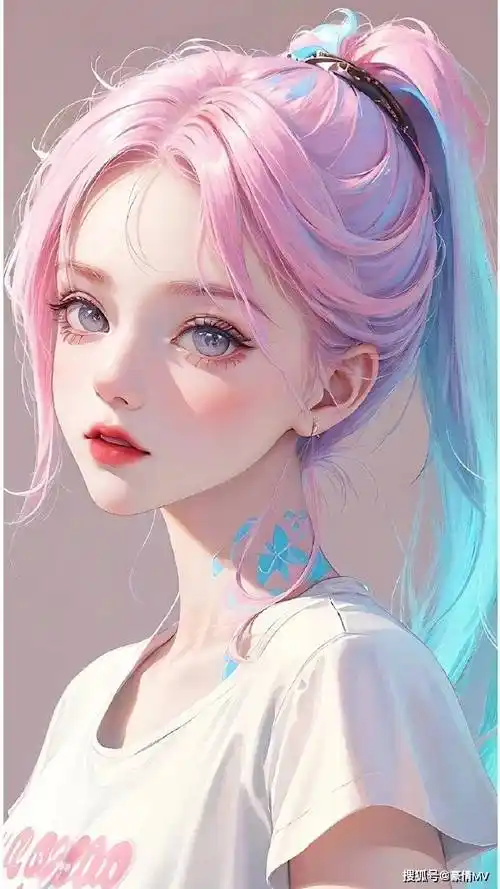 粉色头发手绘美女图片高清_好看的ins动漫美女高清图片_壁纸_手机