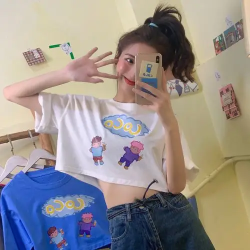 泫雅风上衣夏装2020新款韩版宽松短袖t恤ins潮网红超火短款衣服女