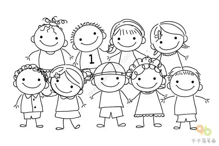 好朋友手牵手简笔画