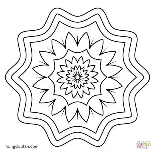 对称花朵 填色涂色图片下载打印-红豆饭小学生简笔画大全