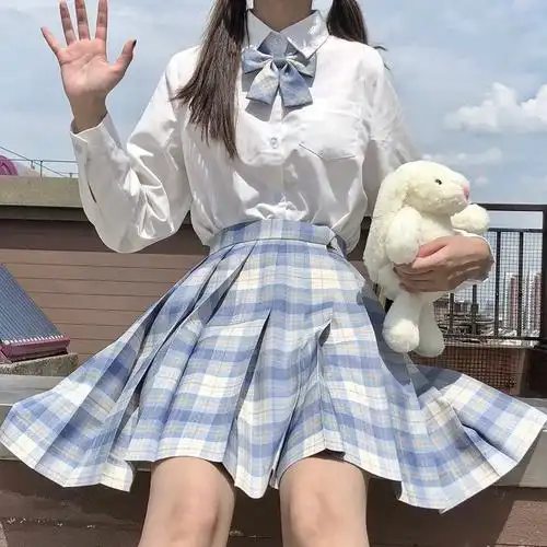 夏季全套长袖班服初高中生学生装学院风套装树莓红茶jk制服裙正版