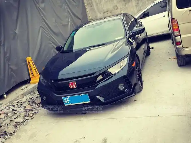 十代思域手动暗金蓝改装改装 type r前脸更帅气