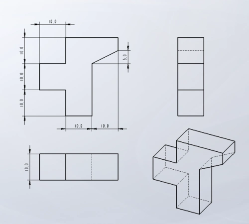 某形体的三面投影图如下,画出该形体的立体图