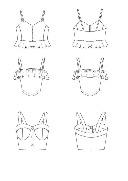 服装设计夏日吊带上衣款式图