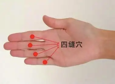 消化不良按压四缝穴