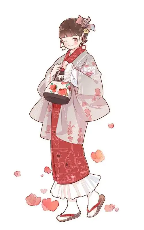 和服少女插画人物