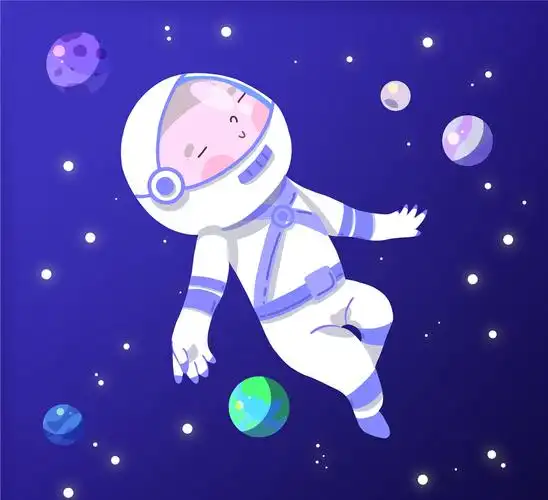 卡通太空中的宇航员矢量素材_矢量人物_懒人图库