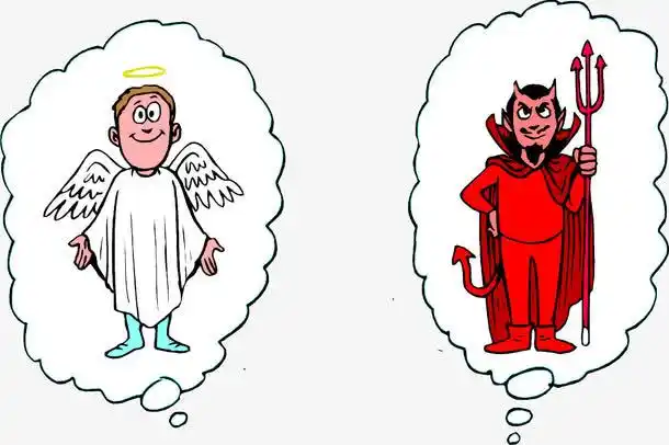 矢量手绘天使与恶魔